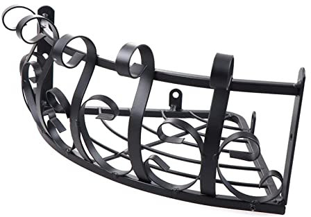 JTBDWOSK Metall Blumentopfhalter Blumentopfhalter wandhalterung Wand Eckregale Geländer Pflanzer Halterung Zaun Pflanzer Kleiderbügel Korb für Garten Balkon Veranda,Schwarz