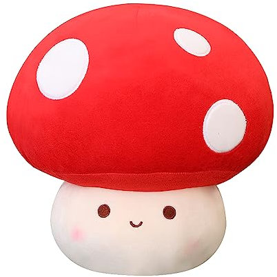 Yeqivo Stofftiere Pilze Plüsch Süße Plüschtier Hautfreundlich Pilze Kuscheltier Seitenschläferkissen Kawaii Plush Deko Wurfkissen Mushroom (23CM,Rot)