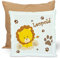 CreaDesign, Kinder Kissen 40x40 cm personalisiert mit Namen, Kinderzimmer Deko Kissen Kinder mit Füllung Federn, Motiv Löwe, Rückenfarbe Beige