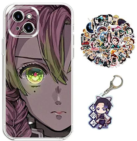 Staremeplz Compatible with iPhone 12 Mini Case Demon -Slayer Mitsuri Anime Design [With Keychain and 50pcs Stickers] Cartoon Transparent Soft Silicona Case for iPhone 12 Mini