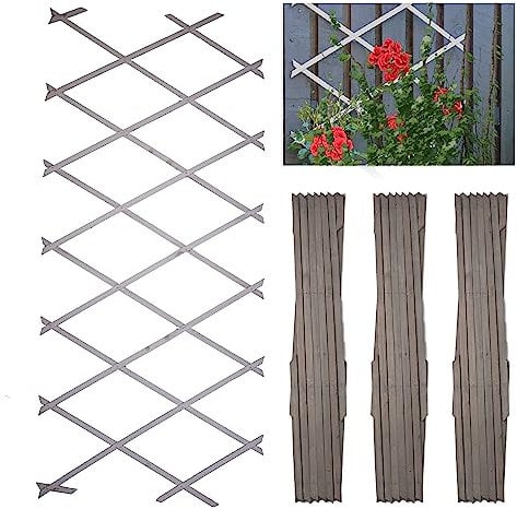 DIVCHI Treillis mural extensible en bois pour plantes grimpantes, décoration et séparation des plantes (gris)