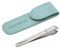 AUSOMTEK Bartpinzette, Haarzupfpinzette, feine Haarentfernungspinzette, Augenbrauen-Werkzeug, Edelstahl, 10 mm Spitze, Anti-Rutsch-Schlitz-Design, Cyan-PU-Etui, 1 Stück