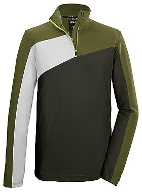 killtec Herren Funktionsshirt mit Stehkragen und Reißverschluss KSW 65 MN LS SHRT, Dark Moss, M, 39728-000