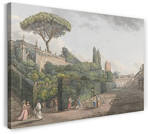 Printed Paintings Leinwandbild (40x30cm) Giovanni Volpato: Garten des Palazzo Colonna, Leinwand auf Keilrahmen gespannt und fertig zum Aufhängen, hochwertiger Kunstdruck aus deutscher Produktion