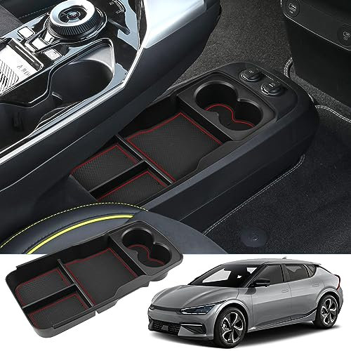 BIXUAN EV6 2024 kompatibel mit Kia EV6 2021 2022 2023 2024 2025 Mittelkonsole Aufbewahrungsbox, EV6 2023 Organizer Tray Handschuhfach Unten die Mittelkonsole Zubehör Interieur Zentrale Steuerung