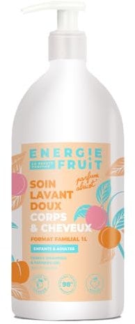 ENERGIE FRUIT | Soin Lavant Doux Format Familial 1L | Corps et cheveux | Parfum abricot gourmand | 1000ML