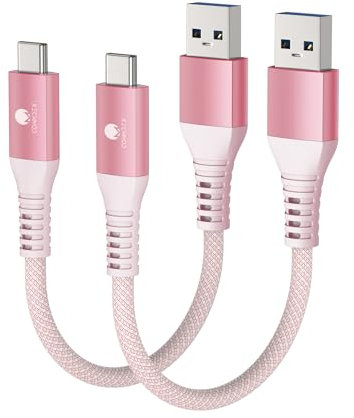 CONMDEX Cable USB C de 10 Gbps [2 pies, paquete de 2] USB 3.1 Gen 2 USB A a USB C cable de transferencia de datos para Android Auto/Carplay, cable de carga rápida tipo C de 3 A para iPhone 16 Plus 15