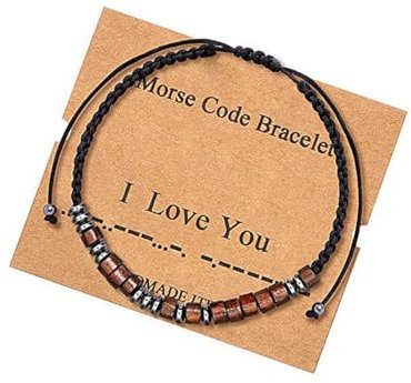 LEEQ Morse Code Armband - Freundschaftsbänder, Ich Liebe Dich Paar Familie Armband, Verstellbar Schmuck Geschenk für Damen und Mädchen, Geschenke für Frauen(I Love You)