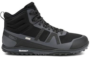 Xero Shoes Barfuß-Wanderschuhe für Herren | Scrambler Mid Wanderstiefel | Zero Drop, breite Zehenbox, minimalistische Herren-Wanderschuhe, Schwarz, Grau (Black/Asphalt), 38.5 EU