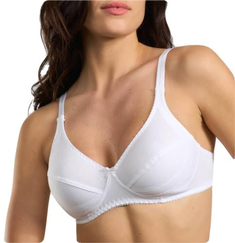 Spiman 1 Pezzo di Reggiseno Donna Senza Ferretto, Cotone Naturale, Coppa Non Imbottita 307. Bianco 4C