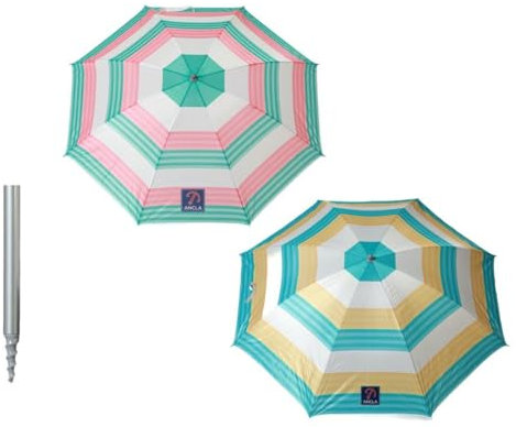 Atosa Sombrilla de Playa a Rayas Orientable Metálica de Hierro Ø240 cm Oxford Protección UPF 50+ Surtida en 2 Posibilidades con Funda