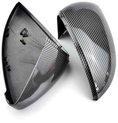 Rückspiegel Abdeckung Für Vw Für Golf 7 R Für MK7 7,5 Für GTI 2013-20 Für Touran L 2016-19 Carbon Faser Muster Shell Rück Seite Spiegel Abdeckung Kappen Auto Spiegelkappen(Carbon Black)