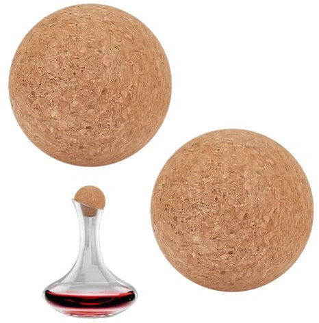 OLYCRAFT 2pcs 8cm Wooden Cork Ball Stopper for Wine Decanter Carafe Bottle Replacement BurlyWood Wine Cork Ball Spherical Wine Bottle Stopper for Wide Mouth Bottle Glass Bottle Accessories