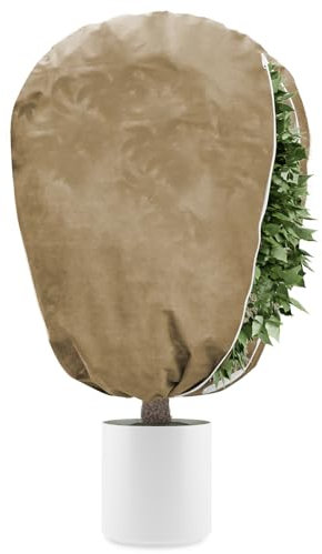 DEWUR 50 g/m² - Protection hivernale pour plantes en pot - Sac en toile de jute pour palmiers, tomates, citronnier - Plant laurier-rose, chanvre (marron, 140 x 200 cm)