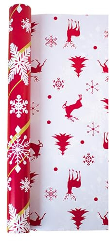 Rouleau de papier cadeau de Noël double face (43 cm x 15 m, rouge)