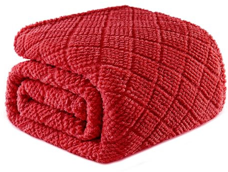 Whale Flotilla Kuscheldecke, Weiche, Warme und Flauschige Waffeldecken für Jede Jahreszeit,150X200CM, Rot