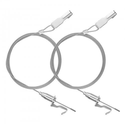 Set di 2 corde per foto, corda di tensione da 2 m, con occhielli e ganci, 2 mm di spessore, in acciaio inox 304, cavo universale per luci e immagini
