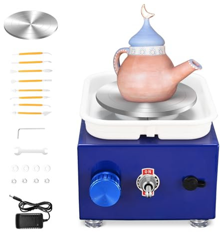 Tornio per Ceramica, Tornio per Argilla 2000 RPM velocità Regolabile Ruota di Ceramica Elettrica con Bacinella Staccabile e Strumenti di Argilla Fai-da-Te, Tornio Ceramica per Bambini e Adulti