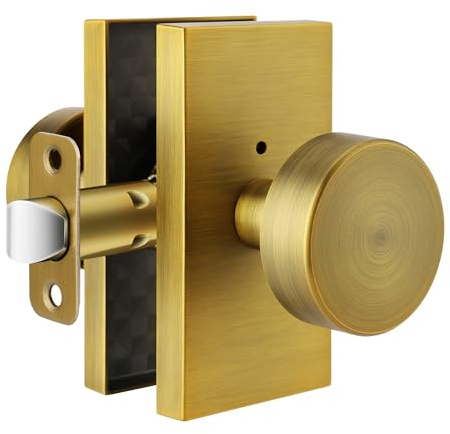 ToPToToo Antique Brass Door Knobs Interior, Privacy Door Knobs with Lock, Antique Vintage Modern Door Handle for Bedroom Bathroom
