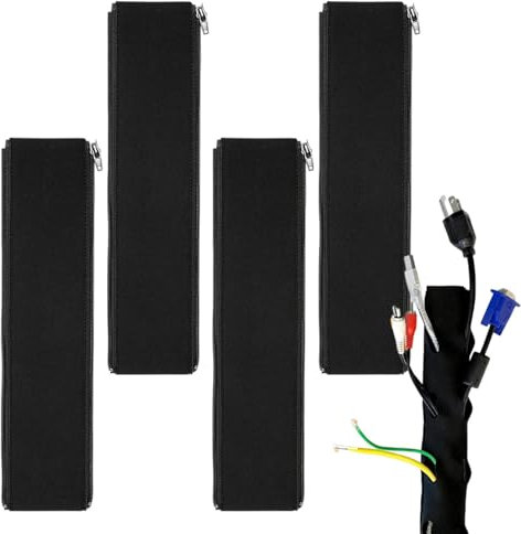 Cable Management Sleeve, Elastic Zipper Wire Organizer, Cord Management Cover, Cable Protector Sleeve, Black Cable Covers, Wire Organizer Sleeve, Cable Management Covers, Elastic Cable Sleeve