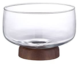 CHDWEY Ciotola Frutta Piastra di Vetro Trasparente in Legno Fondo Rotondo Piatto di Frutta Dessert Ciotola Caramelle Snacks Vassoio Piatto Piatto Piatto Piatto Piatto