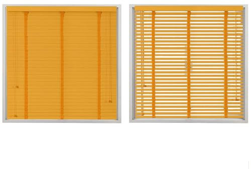 2 Slats Horizontal Venetian Blinds Wooden Window Shades Blackout Privacy Blinds 22 28 32 40 48 56 60 66 Wide Cordless Room Darkening Blinds For Bedroom,Kitchen,Office(Beige)