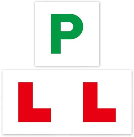 Siliget Magnetic 2 L Plates & 1 P Plate for Car, Magnetic Car Plates for New Drivers, Learner & Passed, 17.8 * 17.8cm Whole-Magnetic Plate - Non Scratch Vehicle Paint (3 pack)