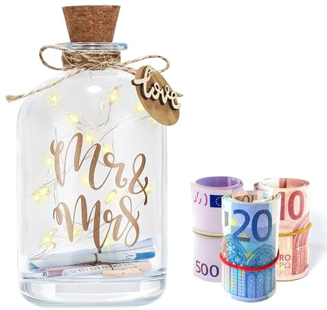 Cainor Led Flasche Licht Hochzeit Spardose personalisierte Hochzeit Geschenk,Sparschwein Hochzeitsgeschenke für Braut und Bräutigam,Fresh Lover (MR&MRS)