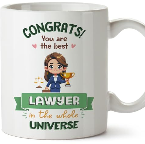 MUGFFINS Lawyer Woman Mug - in English - Best in Universe Trophy - Funny Gift for Colleagues - Ceramic 11oz Mug