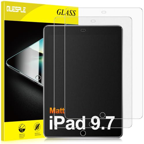 QUESPLE [2 Stück] Matt Panzerglas für iPad 9.7-Zoll (2018/2017 Model, 6./5.Generation), iPad Air 1/ Air 2/iPad Pro 9.7-Zoll Schutzfolie, Blendschutz Matte Gehärtetem Glas Displayschutzfolie