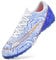 NUTTOPL Football Boots Boys Soccer Athletics Shoes Teenager Indoor Outdoor Sneakers Girls Soccer Shoes Profession Athletics Kids FG/AG Turf Trainers for Unisex White Blue 13 UK
