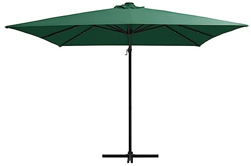 Kangmusi Ampelschirm mit LED-Beleuchtung Stahl-Mast 250x250 cm Grün, Grün 46993
