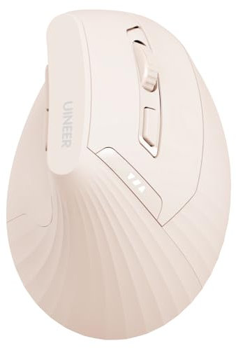 Uineer Mouse verticale wireless, mouse bluetooth (2,4 G+BT4.0/BT5.0),con Indicatore di Batteria, Ergonomico per il Comodo e la Riduzione dello Stress al Polso, Ideale per l'uso a Casa,Ufficio(rosa)