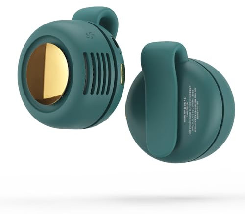 TFQXA1Z Portable Silent Clip On Bladeless Fan, Rechargeable Wearable Fan - Hands-Free Waist & Neck Cooling, 3 Speeds, 6H Runtime, USB-C Fast Charge (Green)
