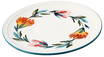 LIGIGWASH Plato De Cerámica Para Carne y Ensalada Diseño Floral Decorativo Para Hogar