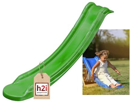 h2i Kinder Rutsche | Kinderrutsche für Garten | Anbaurutsche Outdoor | Gartenrutsche für Spielturm & Klettergerüst | stabile & wetterfeste Rutsche | Grün