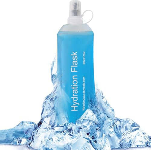 Collapsible Water Bottle, 500ML Soft Flask, TPU Foldable Running Hydration Flask, Soft Collapsible Water Bottle for Hydration Pack Cycling Marathon Running Hiking