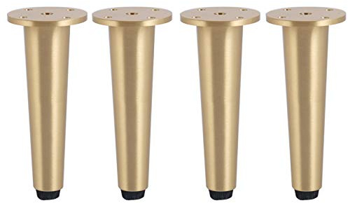 Lot de 4 pieds de lit nordiques réglables et robustes en laiton brossé doré, capacité de 800 kg, pour fauteuil, meuble TV, placard, commode (10 cm)