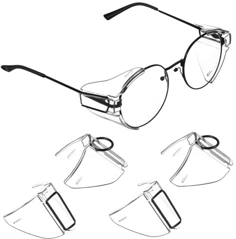 HAMPPLIES 2 Paare PC Brillen Seitenschutz Klare Schutzflügel für Brillen Flexibel und Leicht für Sonnenbrillen und Schutzbrillen Einfach zu Montieren Entfernen