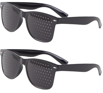 2Pcs Pinhole Glasses Vision Correction Astigmatism Grid Glasses with Small Holes Distance glasses Eye Training for Eyesight Improvement Reduce Eye Strain Fatigue Relief Unisex
