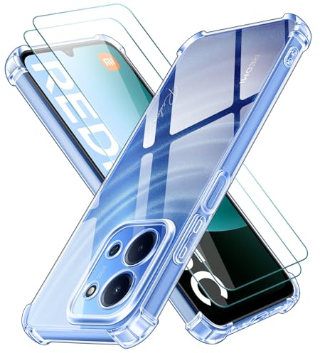 ivoler Klar Hülle für Xiaomi Redmi 15C / Poco C85 mit Stoßfest Schutzecken, 1 Handyhülle mit 2 Stück Panzer Schutz Glas, Transparent Kratzfest Schutzhülle Dünne Weiche TPU Silikon Durchsichtige Case