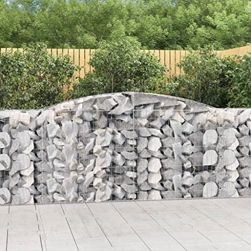 HaoChrymec Gabionen mit Hochbogen aus Verzinktem Eisen, Stabil & Dekorativ, Gabionen Zaun, Gabione mit Hochbogen, Gabionengitter für Garten & Terrasse, Silber, 400 x 50 x 100/120 cm, 10 STK.