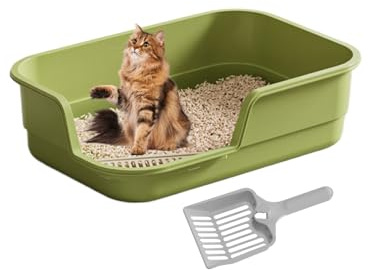 Große Katzentoilette, Hohe Seiten Niedriger Einstieg, Oben Offen Teilweise Umschlossene Katzentoilette, Für Geruchskontrolle Reinigung Kätzchen Senioren Haustiere Wohnung Haushalt Hotel