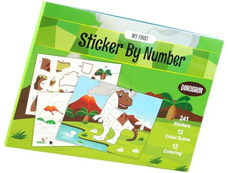 Stickerbuch für Kinder im Alter von 4-10 Jahren, 36-teiliges wiederverwendbares Aktivitätsset mit Dinosaurier- und Tierszenen