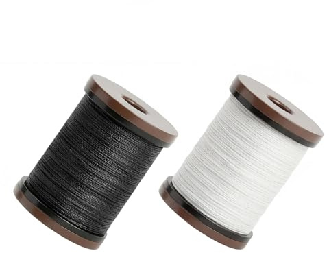 SLIAXINT 2 Rotoli Filo Cerato 0. 5 mm 180m, Cordoncino Cerato, Filo Poliestere Cerato, Filo Ceratos Nero Bianco per Ceratos per Bracciali e Collane, Creazione Gioielli e Pelle Artigianale DIY