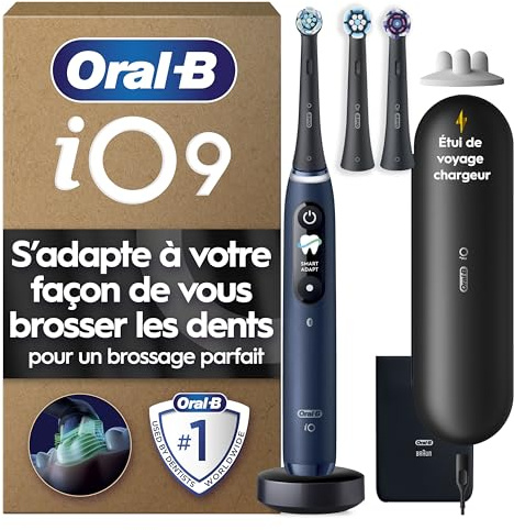 Oral-B iO Series 9 Elektrische Zahnbürste, Blau | Inkl. 3 Aufsteckbürsten, Lade-Reise-Etui, CHIP Testsieger (11/25), Electric Toothbrush mit 7 Modi für Zahnpflege
