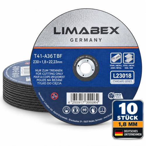 10x Trennscheiben 230 x 1,8 x 22,23mm Metall Stahl Edelstahl INOX | Verstärkte Metalltrennscheiben Präzise Schnitte Hohe Schneidleistung