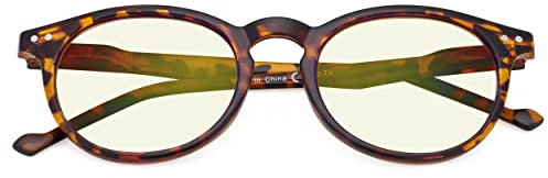 CessBlu Ladies Computer Glasses Round Oval Blue Light Filter Reading Eyeglasses Women(DEMI) +0.5