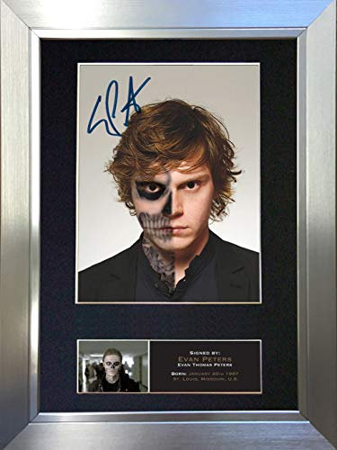 EVAN PETERS American Horror Story Signed Autograph Mounted Photo Reproduction PRINT A4 Rare (297 x 210mm) #561 (Silver Frame)
