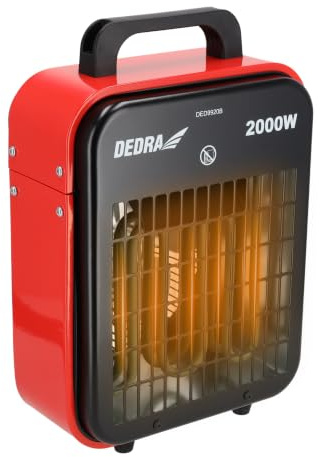 DEDRA Chauffage d’appoint électrique slim 2000 W, aérotherme soufflant portable avec thermostat réglable et 2 niveaux de puissance, radiateur électrique pour garage, atelier, chantier, cave
